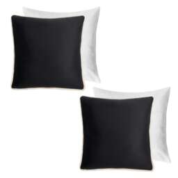 OHS 2 x Matte Velvet Piped Edge Filled Cushions, 45x45cm - Black Black 45 x 45cm 2