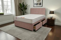 "SKY Plush Bed Set With Mattress, 2 Drawers Same Side & 24""Headboard"