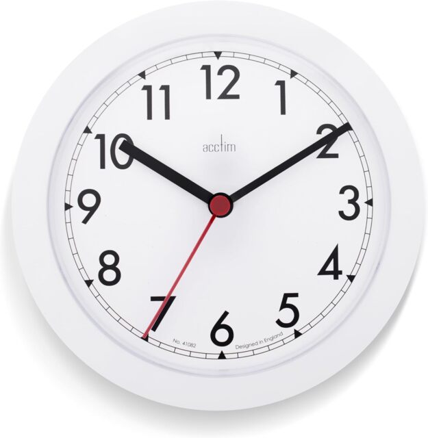 Acctim Stratford Wall Clock Quartz Easy Read Arabic Numbers White 23cm