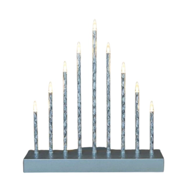 26cm Battery Operated Silver Light up Christmas Candle Bridge with 9 Warm White LEDs