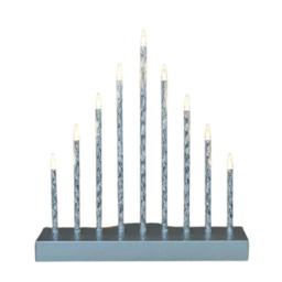 26cm Battery Operated Silver Light up Christmas Candle Bridge with 9 Warm White LEDs