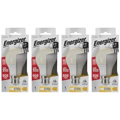 Energizer LED GLS B22 806lm 7.3W 3000K (Warm White) Light Bulb - Pack of 4