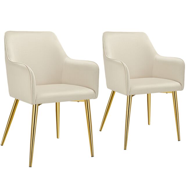 Dining Chair Avane - velvet look, padded armchair, high backrest and high armrests Cream beige 2