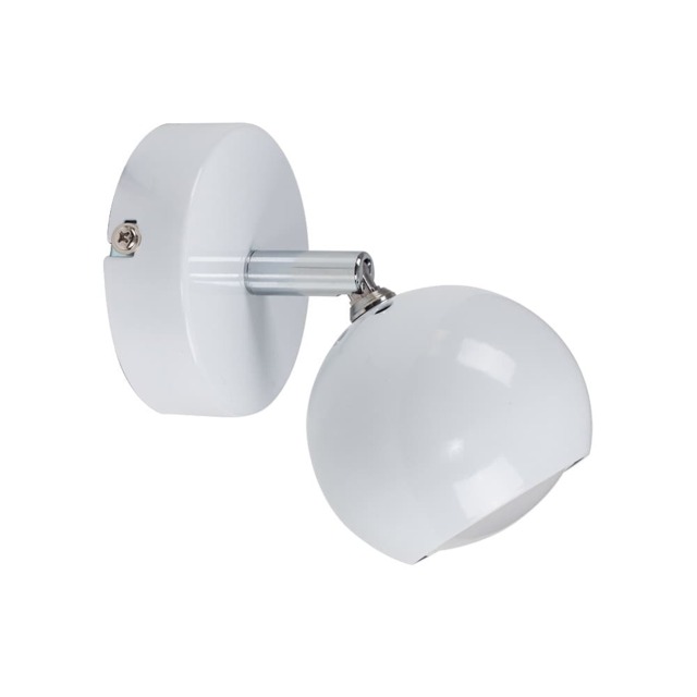 ValueLights Retro Eyeball Spotlight Gloss White Wall Light and Warm White Bulb