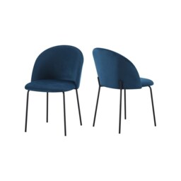 Boston Indoor Dining Chair (Box of 4) - L57 x W52 x H80 cm - Sapphire Blue Velvet