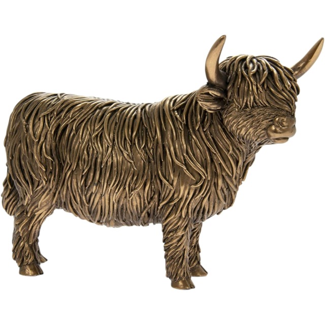 19cm Highland Cow ornament figurine, Leonardo Bronzed Reflections range, farmer lover gift, boxed
