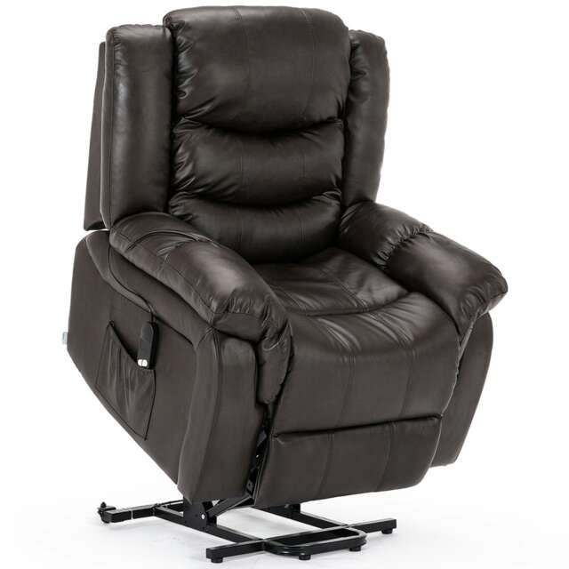 Seattle Electric Single Motor Rise Recliner Bonded Leather Chair (Brown)
