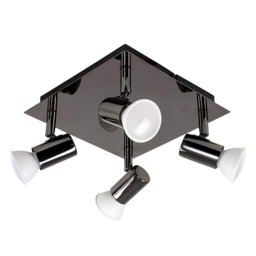 ValueLights Black Chrome Modern Square 4 Way GU10 Ceiling Spotlight