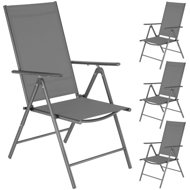 Folding garden chairs with adjustable backrests, mesh fabric Grey anthracite One Size 4
