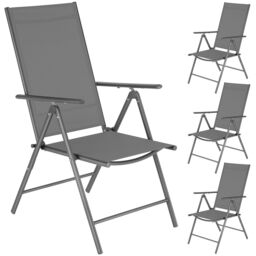 Folding garden chairs with adjustable backrests, mesh fabric Grey anthracite One Size 4