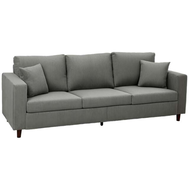 HOMCOM 3 Seater Sofa with Wide Seat, Corduroy Upholstered