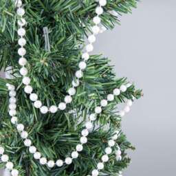 Shatchi White Shiny Christmas Bead Chain Metallic Garland Artificial Pearls Tinsel For Tree Hanging Decorations