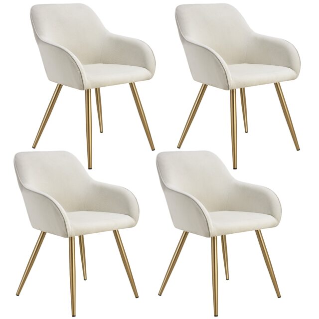 Dining Chair Marilyn - corduroy look, upholstered, armchair, continuous backrest Cream cream/gold 4