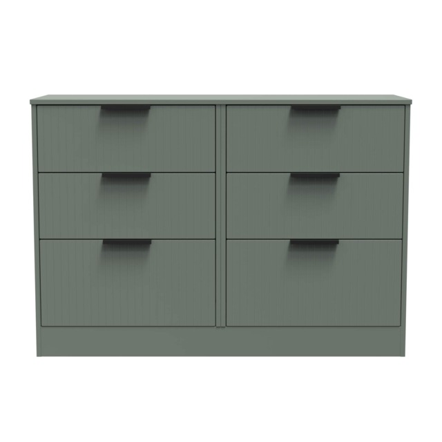 Denver 6 Drawer Wide Chest of Drawers in Reed Green (Ready Assembled) Green Reed Green