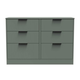 Denver 6 Drawer Wide Chest of Drawers in Reed Green (Ready Assembled) Green Reed Green