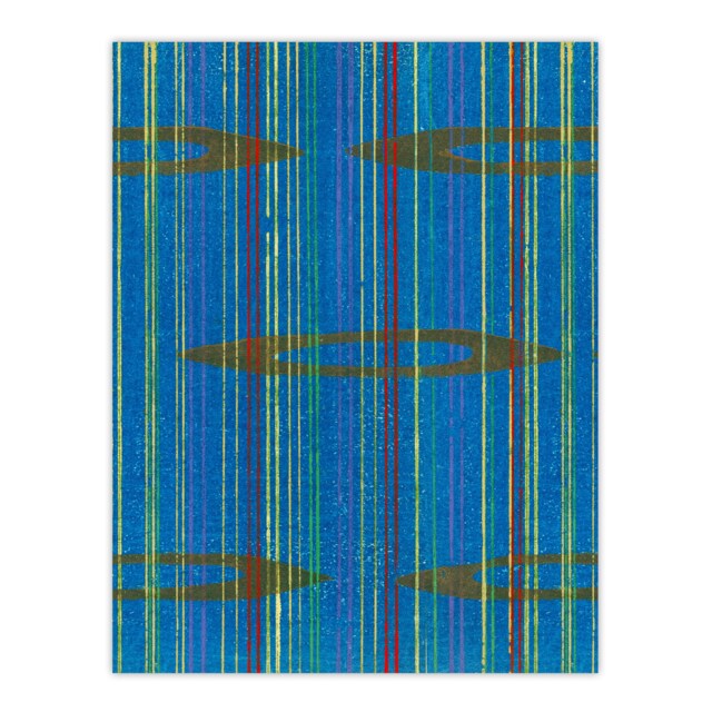"Blue Abstract Geometric Pattern Retro Japan Wall Art Print Korin 24x32"""