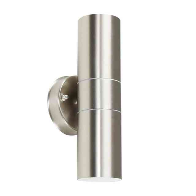 ValueLights Silver Outdoor Wall Up-Down Light with 5W Warm White Bulb Chrome
