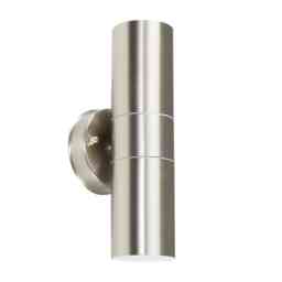 ValueLights Silver Outdoor Wall Up-Down Light with 5W Warm White Bulb Chrome