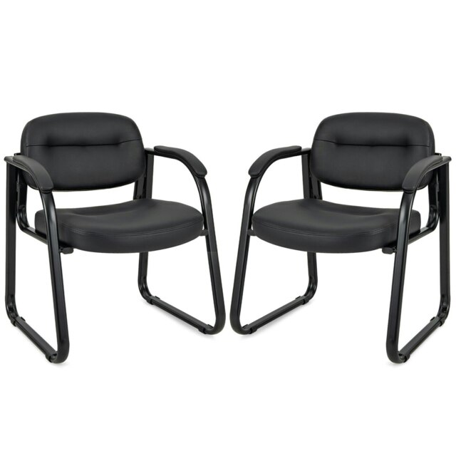COSTWAY Set of 2 Meeting Office Chairs Reception Chairs Black