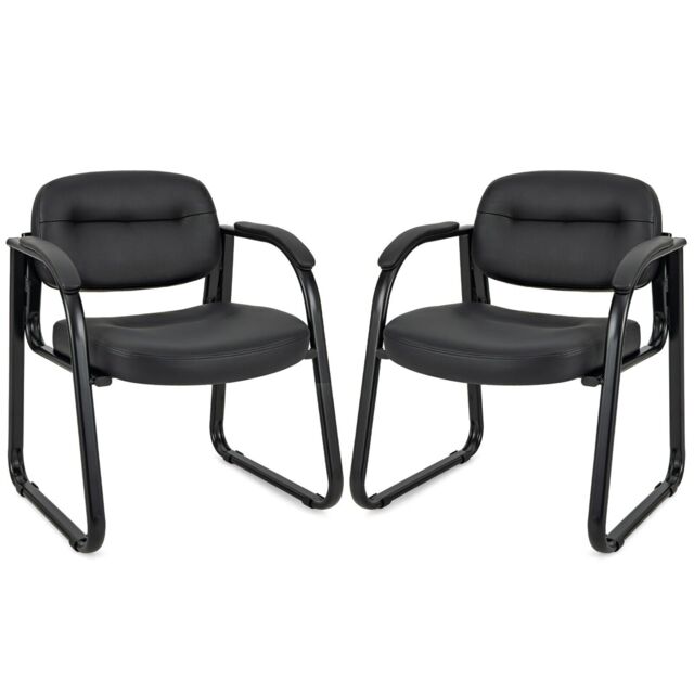 COSTWAY Set of 2 Meeting Office Chairs Reception Chairs Black