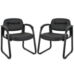 COSTWAY Set of 2 Meeting Office Chairs Reception Chairs Black