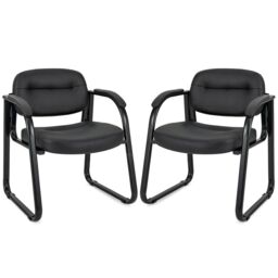 COSTWAY Set of 2 Meeting Office Chairs Reception Chairs Black