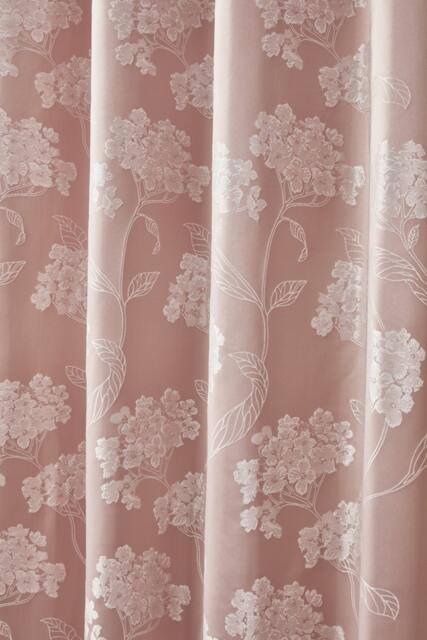 English Garden Lined Eyelet Jacquard Curtains 228cm x 183cm Blush Pink Pink Pink