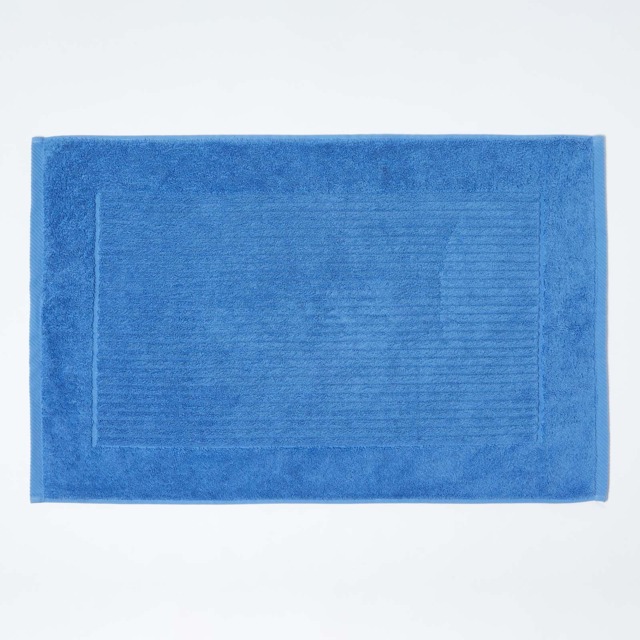 Homescapes Imperial Plain Cotton Bath Mat - Cobalt Blue 50 x 80 cm