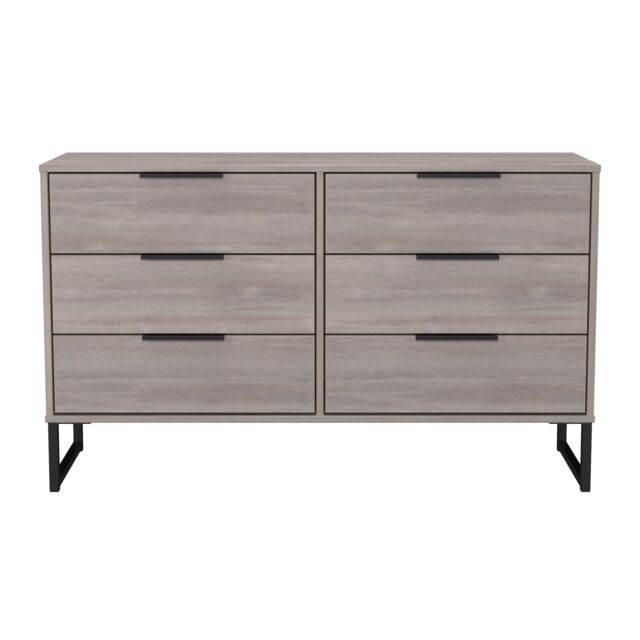 Beijing 6 Drawer Wide Chest of Drawers in Grey Oak (Ready Assembled) Grey Grey Oak
