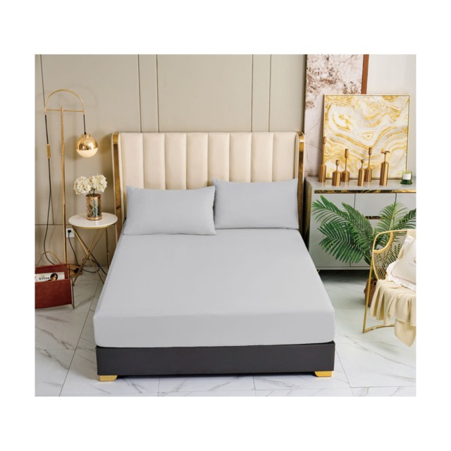 Groundlevel Egyptian Cotton Fitted Sheet Premium Luxuriously Soft Breathable Decor Grey