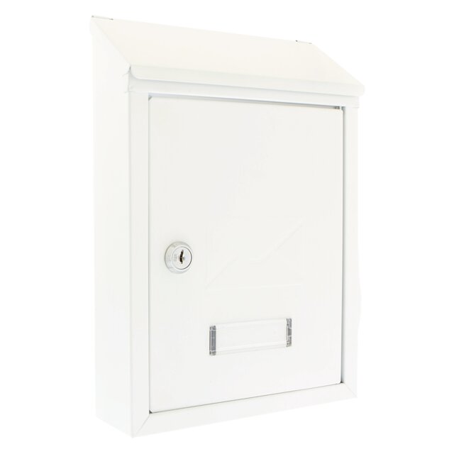 Burg-Wachter White Avon Dual Entry Wall Mounted Galvanised Steel Lockable Weatherproof Post Box - 21x30x7cm White White