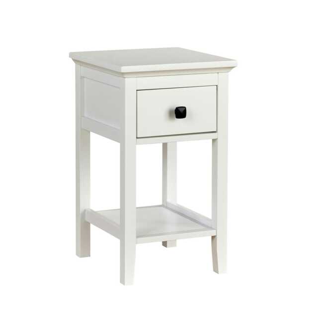 1 Drawer Bedside Table White Nightstand Mdf Bedroom Furniture Compact 55Cm High
