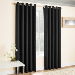 Enhanced Living Vogue Black 46 x 54 inch (117x137cm) Eyelet Thermal Noise reducing Dim Out Curtains (PAIR) Black Black 2