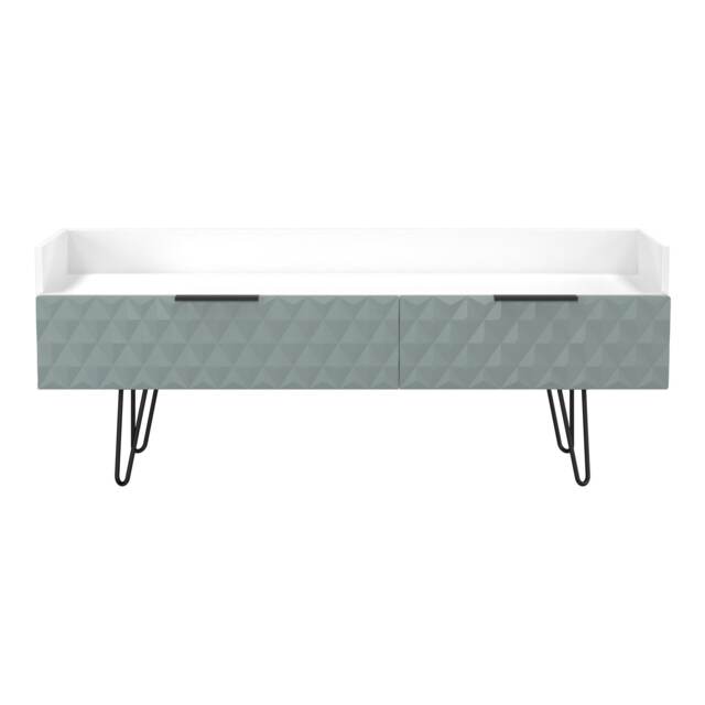Islay 2 Drawer TV Console Unit in Duck & White Matt (Ready Assembled) Blue Duck & White Matt