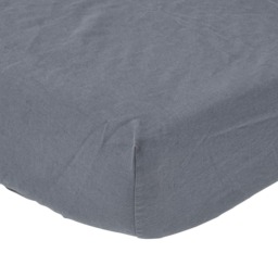 Homescapes Dark Grey Linen Deep Fitted Sheet, Single Grey Single