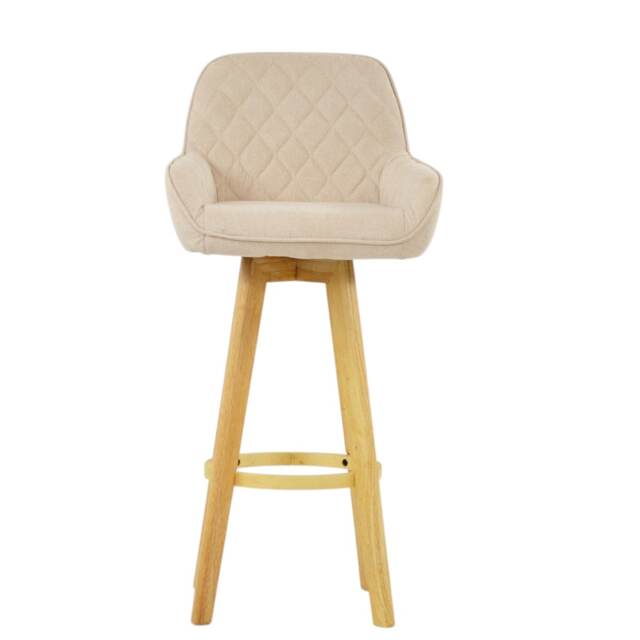 Lakeland Furniture Hjo Natural Cream Fabric Wooden Leg Base 1 Bar Stool