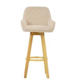 Lakeland Furniture Hjo Natural Cream Fabric Wooden Leg Base 1 Bar Stool