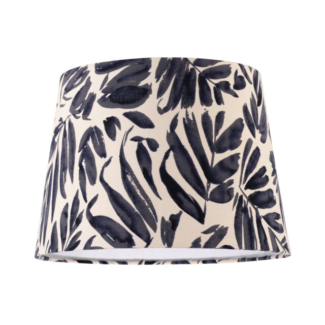 Midnight Blue Palm Leaf Themed 25cm Drum Lampshade with Fabric Lining Blue Midnight Blue 1