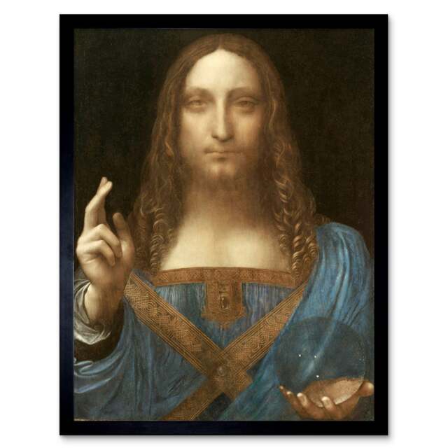 Da Vinci Salvator Mundi World Saviour Jesus Painting Framed Wall Art Print