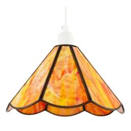 Classic Orange and Amber Tiffany Glass Easy Fit Pendant Lighting Shade