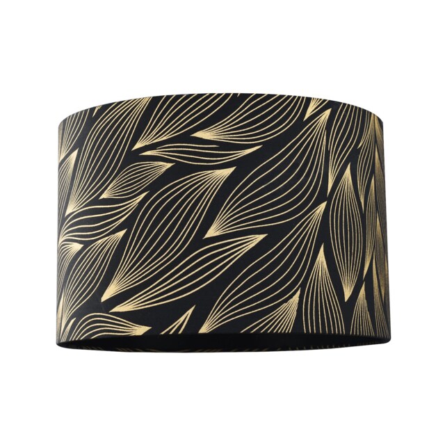 Designer Black Lamp Shade with Gold Foil Leaves with Inner Satin Fabric Lining Black Black 1