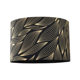 Designer Black Lamp Shade with Gold Foil Leaves with Inner Satin Fabric Lining Black Black 1