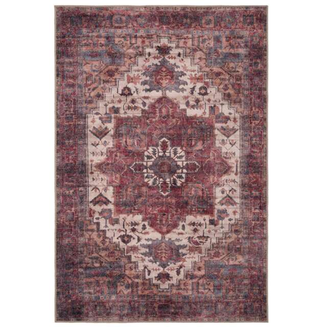 Plum Distressed Soft Washable & Liquid Repellent Living Room Area Rug 120cm x 170cm