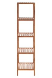 ARLA 5 Tier Walnut Wood Bathroom Shelf Unit Cream