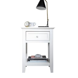 Torsby Bedside Table with Drawer in White