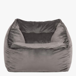 Natalia Velvet Adults Bean Bag Armchair, Ready Filled Large Beanbag Grey Grey Charcoal Grey XL 1