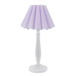 ValueLights Victoria White Wood Table Lamp Lilac Scallop Shade and Bulb