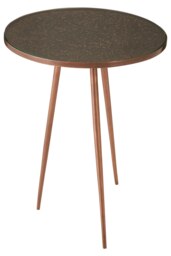 Textured Copper Finish Side Table-Metallic Tempered Glass Bedside Table-Handcrafted Small Table By Couch Gold