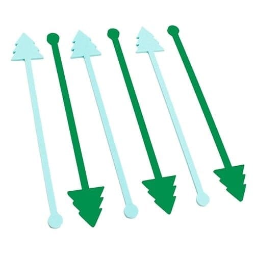 Christmas Tree Green Acrylic Drink Stirrers - Pack of 6