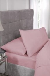 Percale Collection 180 Thread Count Percale Fitted Sheet in Pink - Single